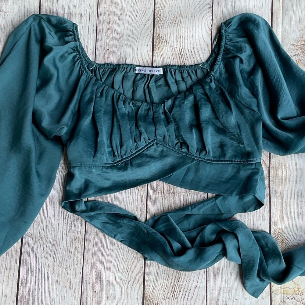 HYFVE Teal Blouse with Puff Sleeves